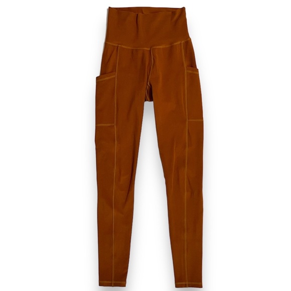 Wolven Threads Turmeric High Waisted Pocket Legging S/Small Orange-Brown Yoga - Picture 1 of 15